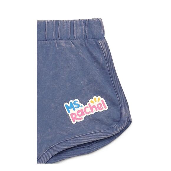 Ms. Rachel Toddler Girl Washed Crewneck Top and Short Set 4T Blue Cute Summer - Picture 3 of 7